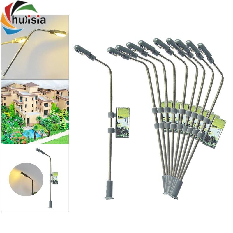 chulisia 10 Chiếc Mẫu Đèn Đường Sắt / TT / Đèn LED Mô Hình Xây Dựng Bộ Đèn Đường Sắt Bài Diorama Phụ Kiện
