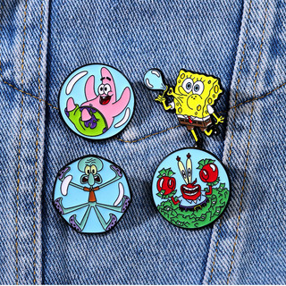 SpongeBob Dứa Nhà Kim Loại Pin Vintage Bikini Đáy Đồng Xu Huy Hiệu Cho Túi Xách