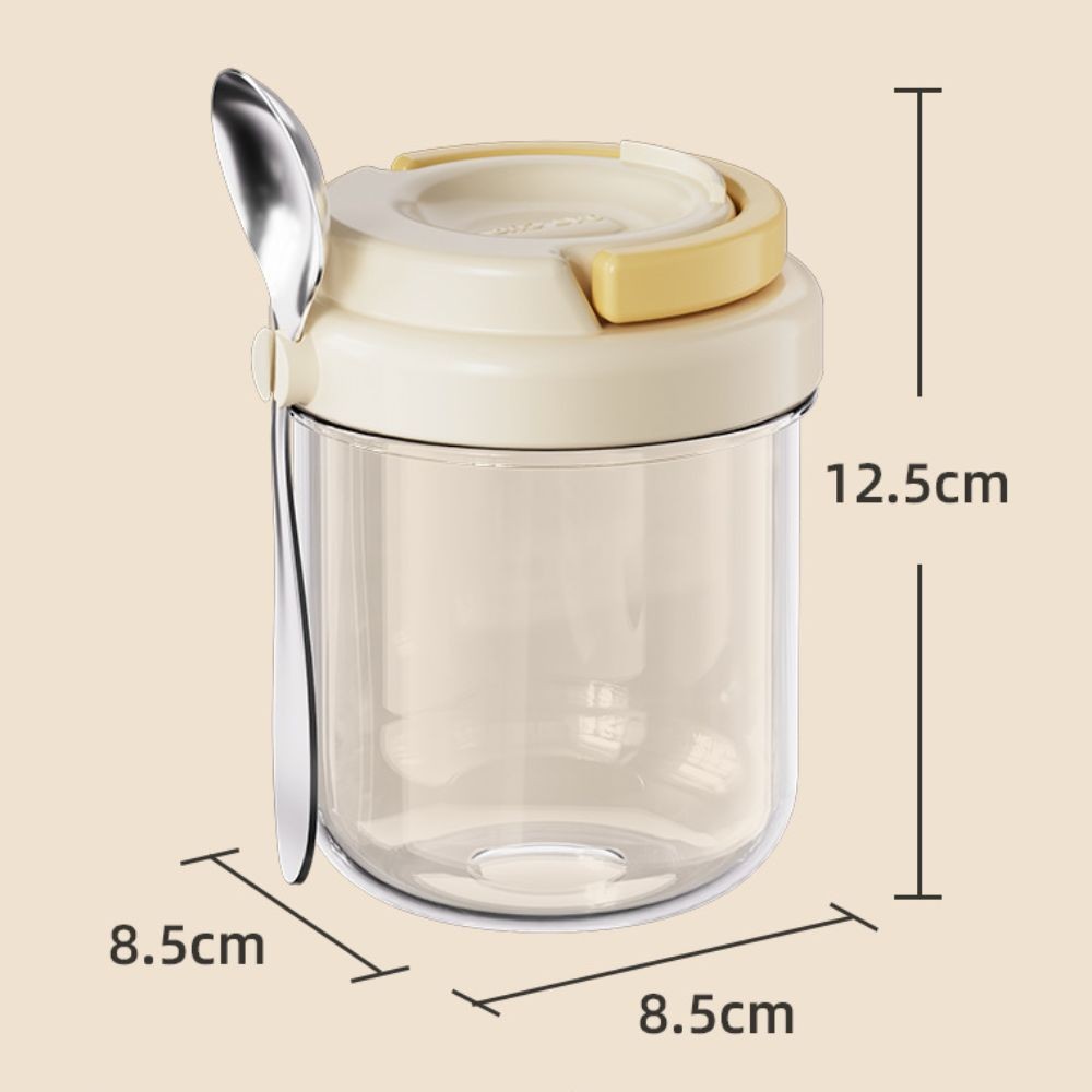 [Vận chuyển nhanh] Bát sữa chua SIMPLEAID, có nắp và thìa Cốc ăn sáng 430ML, Hộp đựng yến mạch chống rò rỉ di động Bữa sáng