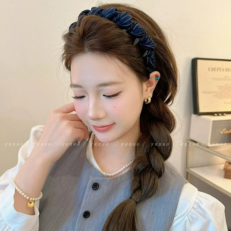 Băng đô sọc tóc nữ Retro chấm bi