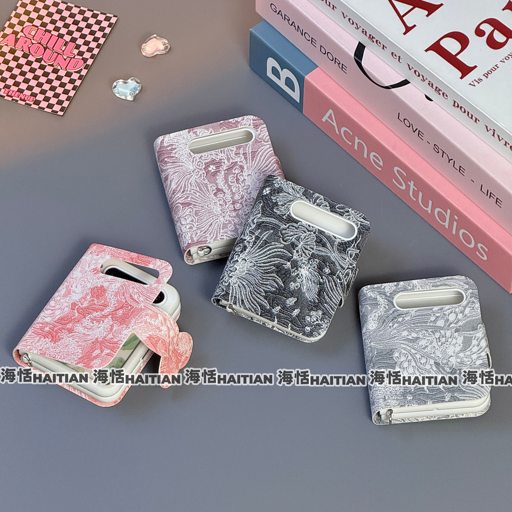 Thích Hợp Cho Samsung Galaxy ZFlip7 5G Sang Trọng Retro Hoa Sáng Tạo Flipcover Vỏ Điện Thoại Dây Gấp Vỏ Cho zflip6 zflip5 zflip4 zflip3 Mixflip N3flip Vỏ Bảo Vệ