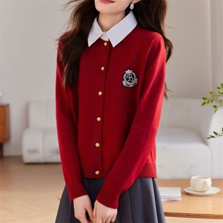 Áo sơ mi cardigan cổ dệt kim nữ, áo khoác phong cách Hàn Quốc thời thượng cho xuân thu