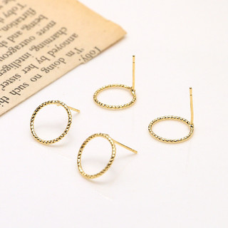 Bông tai tròn rỗng 18K mạ vàng thật đồng hoa đơn giản vòng mở hoa diy trang sức thủ công chất liệu phụ kiện bông tai