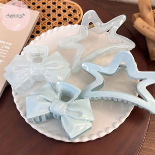 Deyangk Sweet Cream Blue Bow Ngôi Sao Năm Cánh Hình Học Vuốt Tóc Cho Nữ Thanh Lịch Nơ Cua Barrettes Phụ Kiện Tóc VN