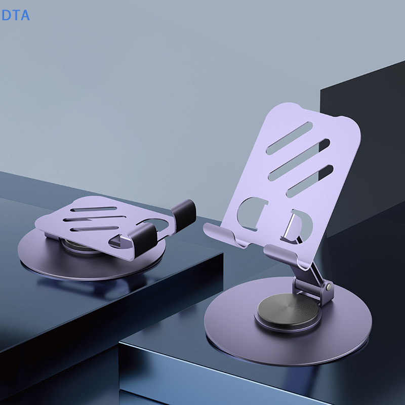 Kim loại DTA 360° Xoay Điện Thoại Di Động Giá Đỡ Máy Tính Bảng Chống Trượt Có Thể Gập Lại Điều Chỉnh Di Động Lười Để Bàn Sống Điện Thoại Di Động Đứng Gắn PO