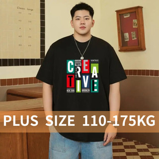 [Plus Size] Áo nam cỡ lớn in chữ 10XL cổ tròn màu đen