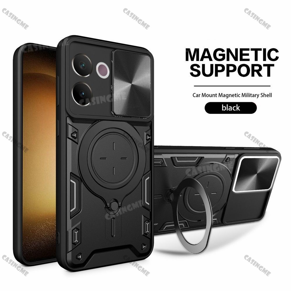 Vivo V30e 5G 2024 Giáp Chống Sốc Đẩy Kéo Camera Bảo Vệ Dành Cho Vivo V30e V30 E VivoV30e V 30E Pro 5G 2024 Ốp Lưng Xe Ô Tô Vòng Từ Tính Vỏ Ốp Lưng Vỏ Điện Thoại