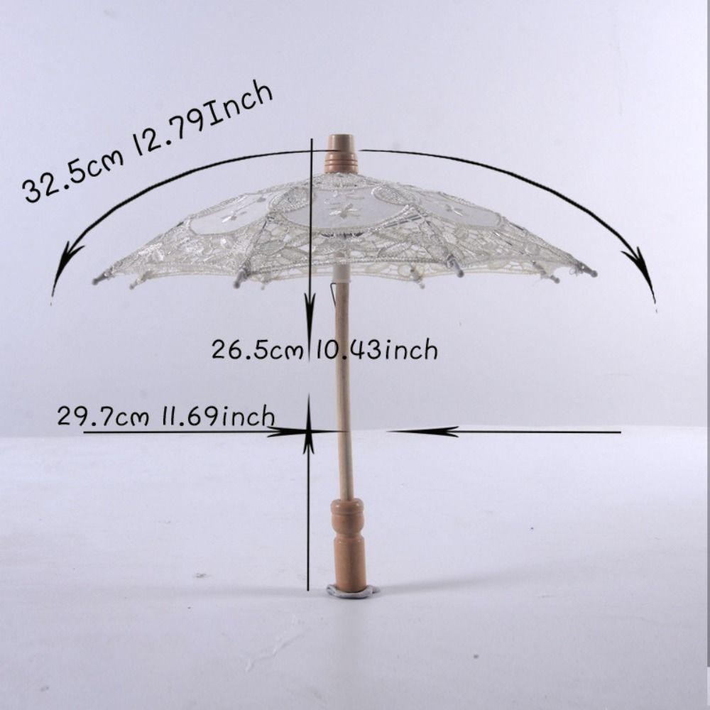 Ô dù ren EDIWANY, Ô dù thêu hoa cổ điển cho bé gái, Chiều dài 26 / 43cm Cotton ren Lady Kids Sun Umbrella