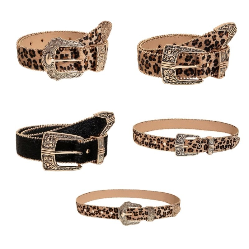Women Waist Belt Leopard Pattern Belt for Jeans Pants 2000s Girl Belt Waist Decors