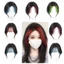 DELMER Clip-In Bangs Extension, Phần giữa Bộ tóc Topper tổng hợp tự nhiên, Fasion Highlighted Blue Closure Straight False Bang Tăng khối lượng tóc
