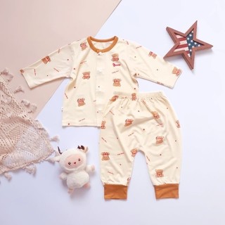 Bộ quần áo sơ sinh thun cotton lụa cúc thẳng siêu mềm mịn Bunnybaby cho bé 3-10kg
