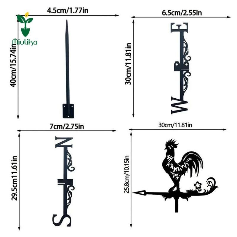 Miulika Weathervane Đèn báo hướng gió Trang trí sân Gió kim loại