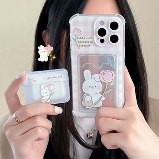 Ốp Lưng Điện Thoại Samsung Galaxy A22 A23 A42 A12 A13 A04 A04E A05 A02 A10 A10S A05S A02S A21S A03 Core cover Gấu Thỏ Hoa Thẻ Khe Cắm Túi Silicon Mềm