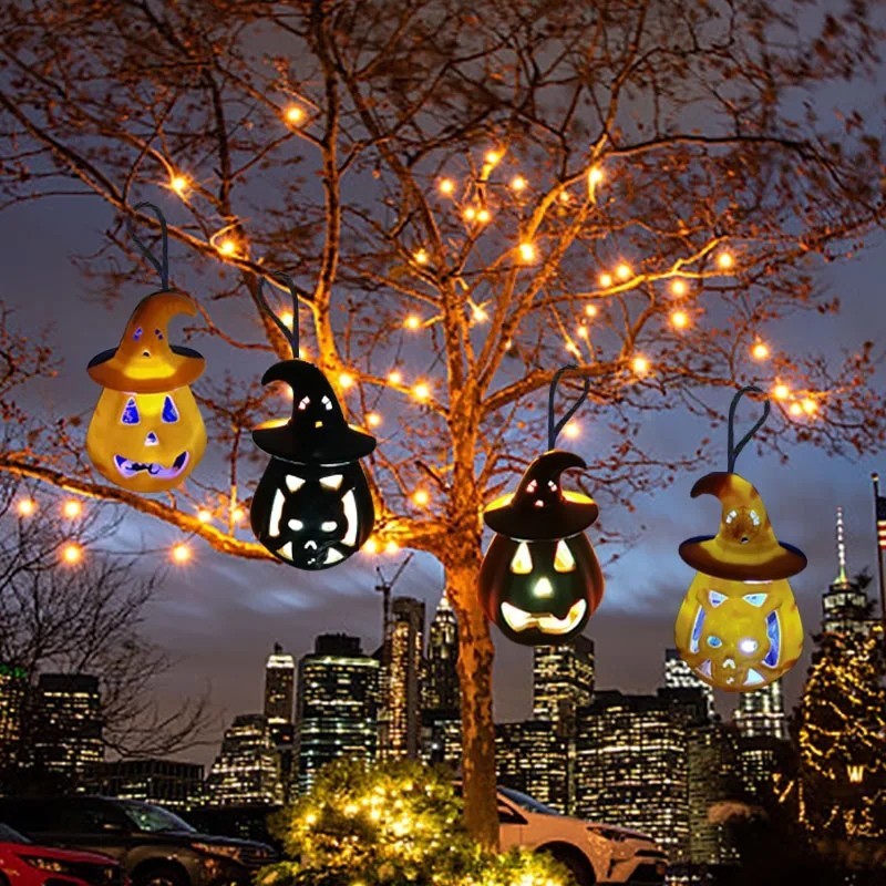 Halloween Bí Ngô Đèn Led Sáng Tạo Đèn Lồng Trang Trí Lễ Hội Ma Ăn Mặc Phát Sáng