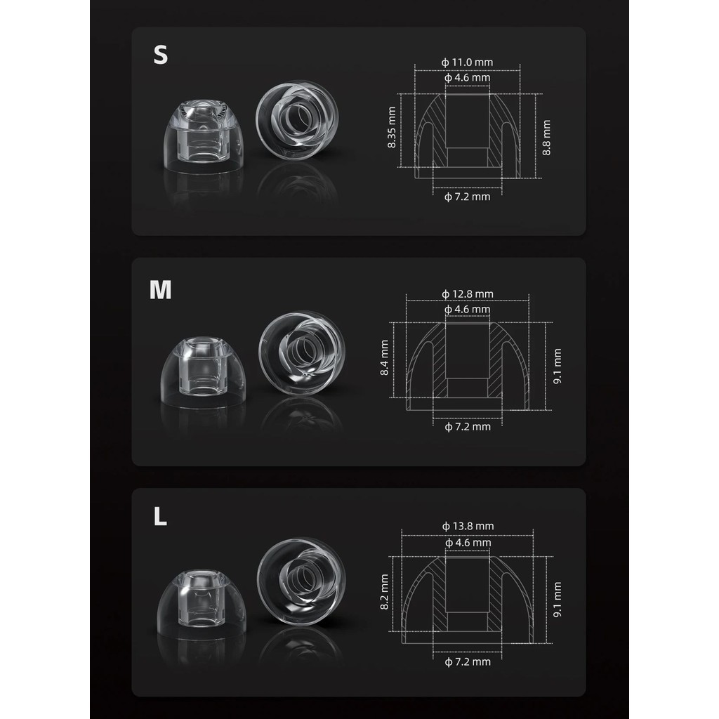 Fiio HS20 Đầu Tai Silicon Lỏng Đầu Tai 3 Cặp SML 3 Cặp Cho FD3 Pro JH5 FD15 KZ IMEs