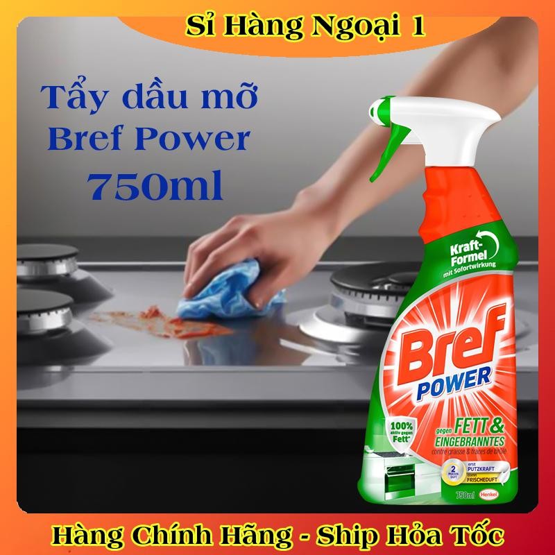 Chai Xịt Tẩy Dầu Mỡ Nhà Bếp Bref Power Dung Tích 750ml Dùng Được Cho Máy Hút Mùi, Lò Nướng Của Đức