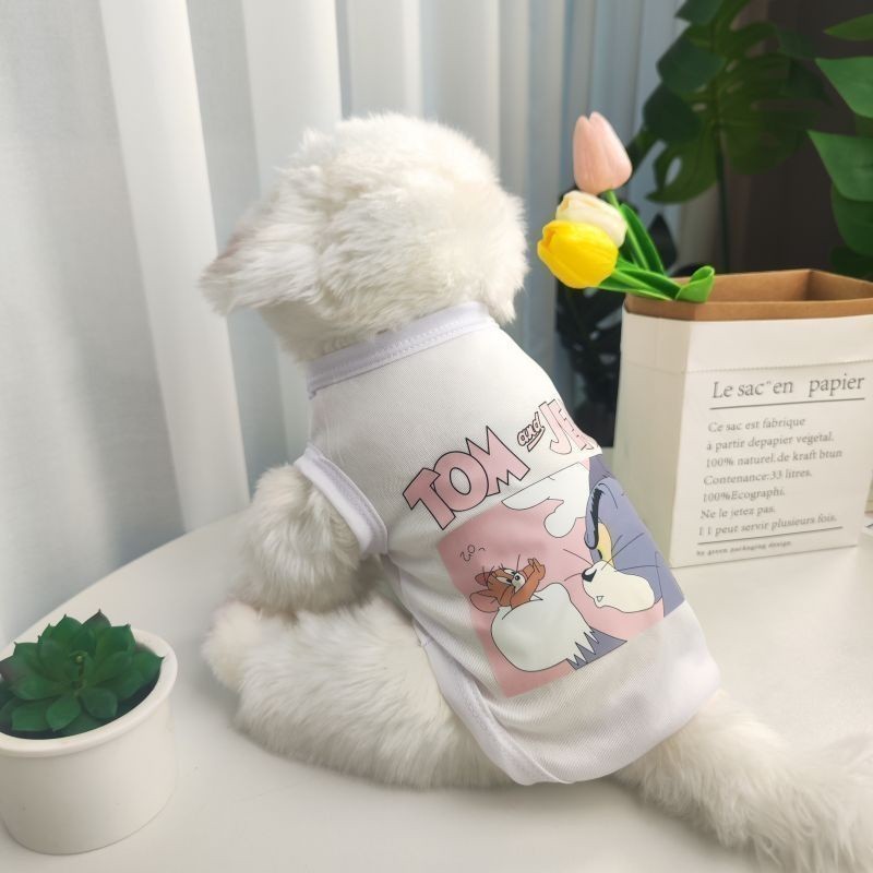 Kích Thước S-XXL Áo Vest Cho Chó Mới Teddy Mini Vừa Lớn Chó Cotton Tank Top Sản Phẩm Thú Cưng Quần Áo Tom & Jerry Text
