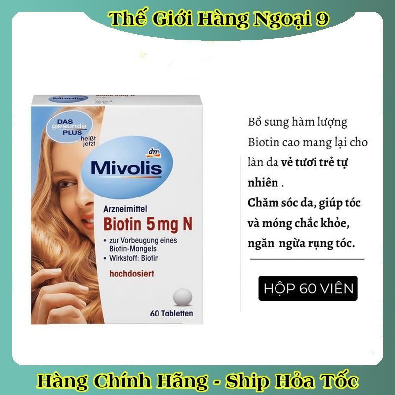 Viên mọc tóc Biotin Mivolis dưỡng tóc, giảm rụng, nội địa Đức 60v - Date mới đủ bill