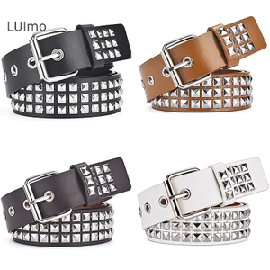 Luimo Hợp Thời Trang Hạt Vuông Đinh Tán Đai Kim Loại Kim Tự Tháp Dây Thắt Lưng Dành Cho Nam Nữ Punk Quần Jean Thắt Lưng Gothic Phong Cách Tối Cá Tính Unisex Thắt Lưng SBS