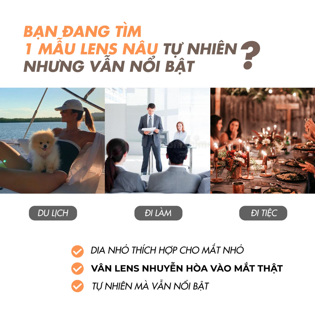 Lens màu nâu mật ong Nami 💥HÀNG CAO CẤP💥 Kính áp tròng màu tự nhiên có độ cận 0-8, đường kính 12.8