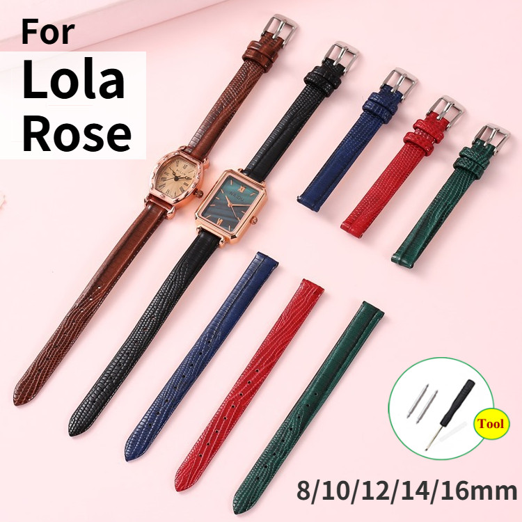 Dây đồng hồ nữ da họa tiết cá sấu 8–16mm cho Lola, dây nhỏ, phù hợp đồng hồ thạch anh