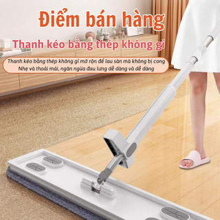 Cây lau nhà vắt tự động Bunnies lau 360 độ lau sạch các góc nhà lau khô lau nước dễ dàng tiện lợi