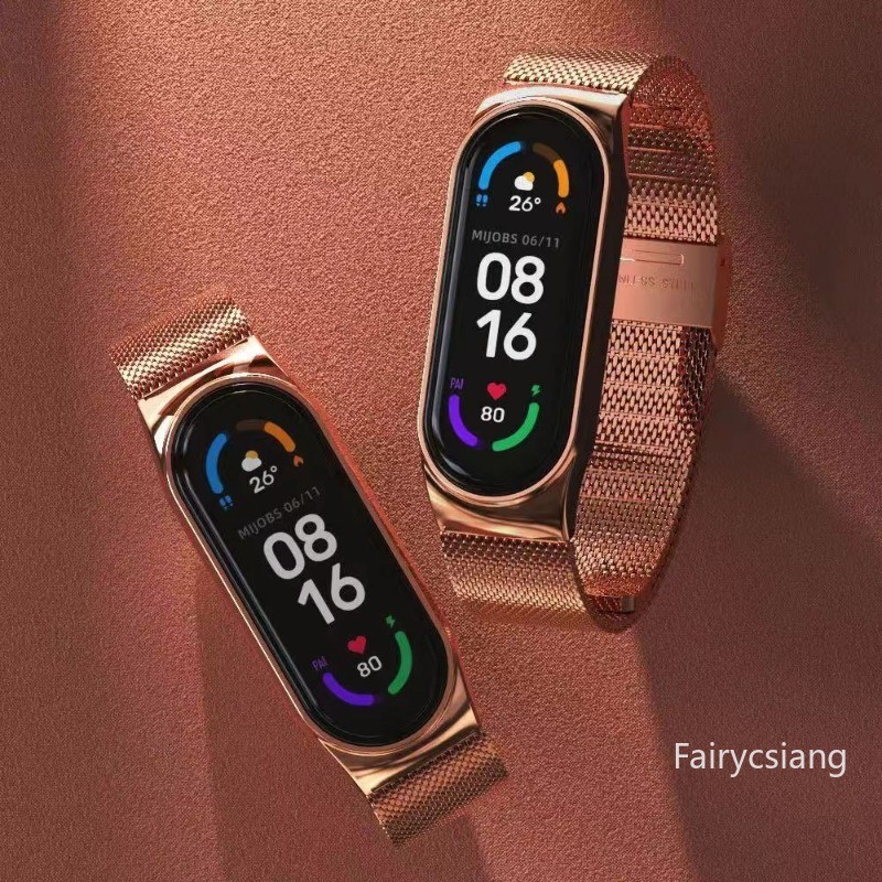 Dây kim loại sang trọng thay thế cho Xiaomi Mi Band 10/9/8/6/5/3/4 NFC, đeo từ tính