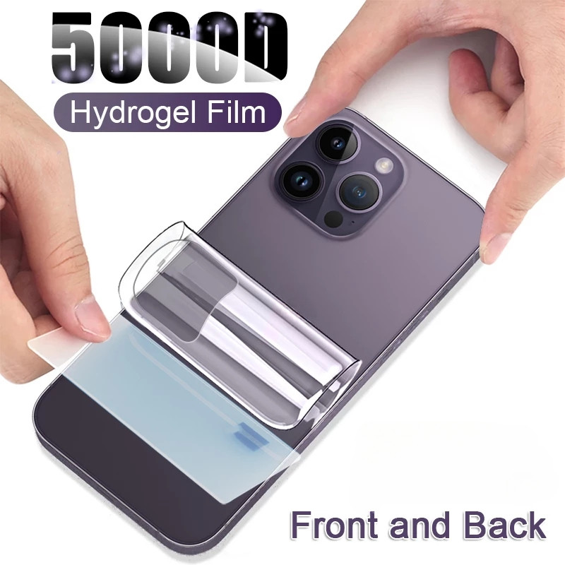 Iphone16 16Pro 16ProMax 16Plus 15Pro 14Pro 13Pro 1-2 Bộ 2 trong 1 Mặt Trước HD Trong Suốt Mềm Hydrogel Cho iPhone 16 15 14 13 Pro Max Plus Mini Chống Trầy Xước Bảo Vệ Màn Hình Điện Thoại