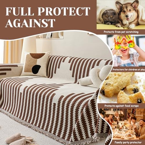 Chăn Sofa Sọc Chenille, Vỏ Ghế Sofa Hiện Đại Một Mảnh, Chống Trơn Trượt Và Có Thể Giặt Được, Vỏ Sofa 2 Chỗ Và 3 Chỗ