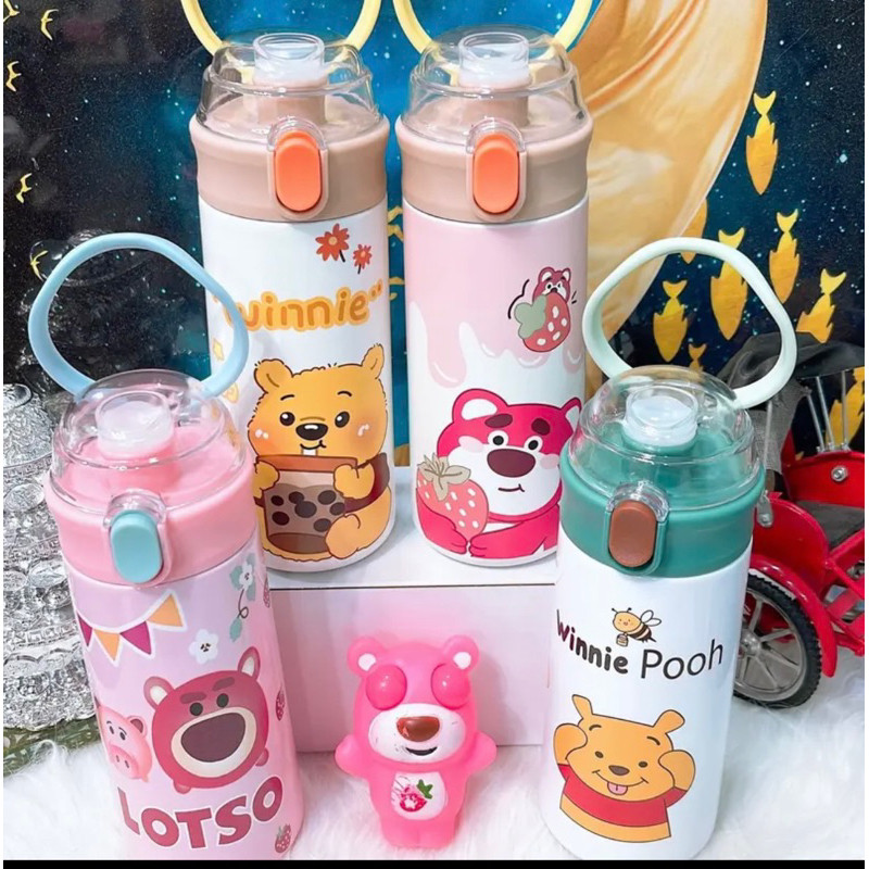 Bình nước giữ nhiệt 480ML kèm ống hút. Bình nước giữ nhiệt HÀNG VỀ SẴN, ly giữ nhiệt gấu dâu
