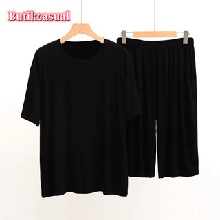 Nam 2 Chiếc Quần short Tay Ngắn Bộ modal cotton Áo Quần Bộ Đồng Bằng Rời Bộ Đồ Ngủ Thường Ngày Mùa Hè Mới Thoải Mái Cổ Tròn Bộ Đồ Ngủ Nam Phù Hợp Với L-3XL