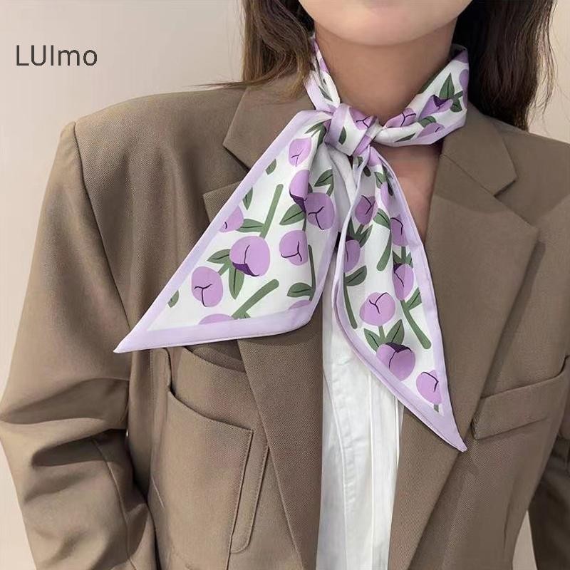 Luimo Khăn Lụa Xanh Ánh Sáng Sa Kẻ Sọc Thời Trang Đơn Giản Hoa Mỏng Tươi Mũ Dành Cho Nữ Quà Tặng sành điệu SBS