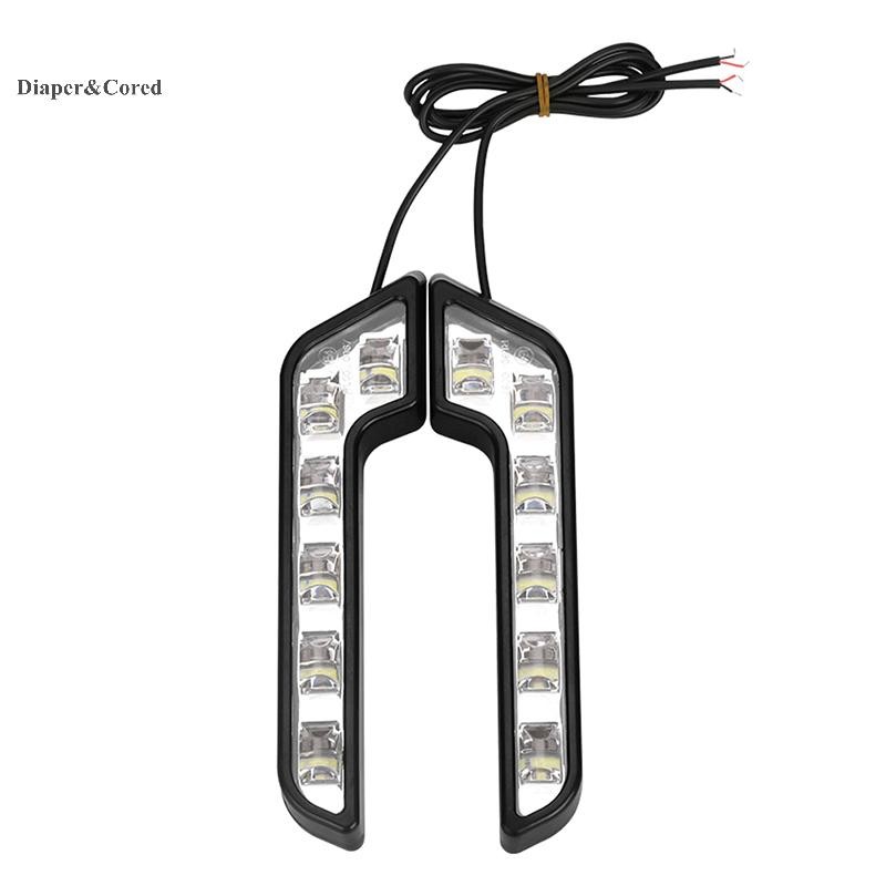 Diaper & CORED 2 chiếc đèn LED hình chữ L 12V chống nước, thay thế đèn chạy ban ngày/sương mù cho ô tô YTH
