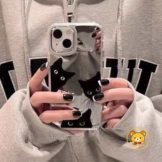 Ốp Điện Thoại Gương Mèo Đen Hoạt Hình Dễ Thương Cho Samsung Galaxy A35 A34 A33 A25 A24 A23 M23 A73 A72 A71 A70S A55 A54 A53 A52S A51 A50S A32 A31 A30S Vỏ Ngộ nghĩnh Chống Sốc Ốp Lưng