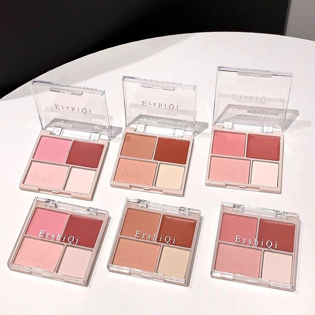 Bảng xếp nếp nổi bật bốn màu Blush Highlight Vitality Expansion Rouge Pink Girl Student Peach D2i7