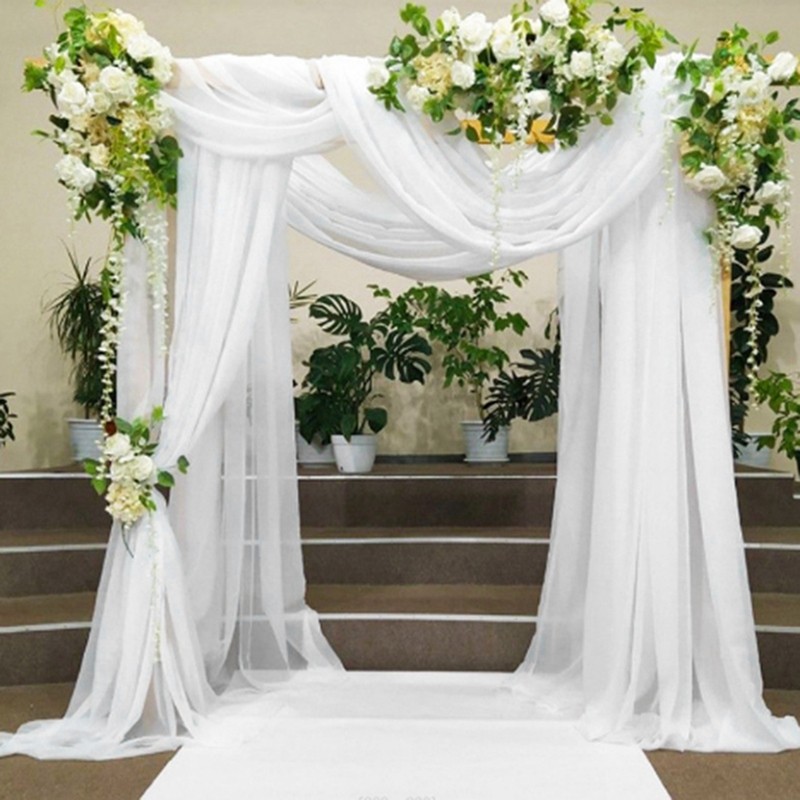 Wedding Arch Vải Treo Tường 1 Bảng 29.5Inch X 19.6Ft Trắng Sheer Rèm Voan Cho Lễ Cưới