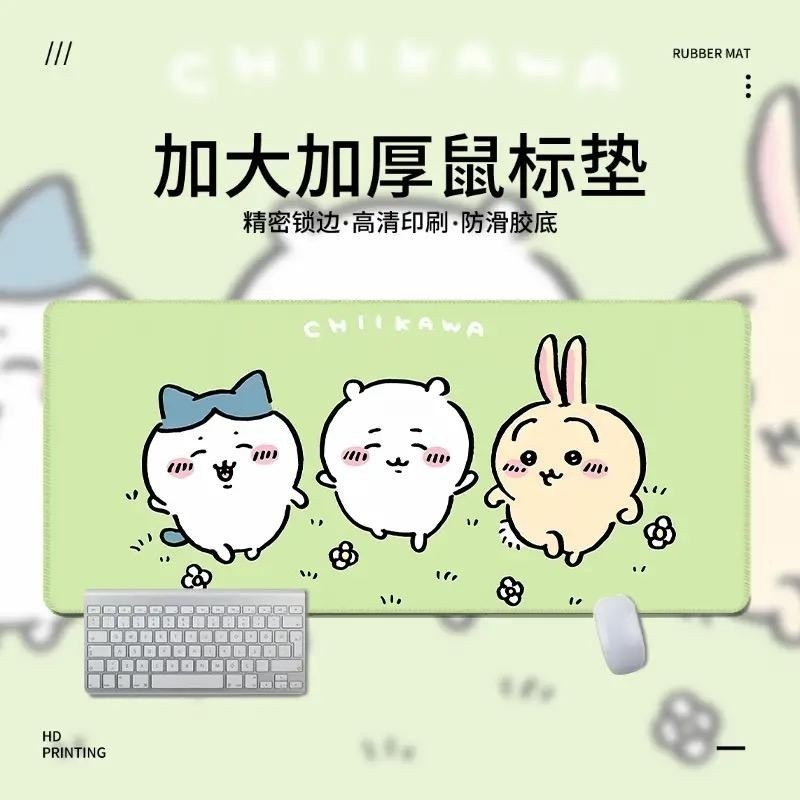 Miếng Lót Chuột Cho Trẻ Em Bé Gái Học Sinh Chiikawa Hoạt Hình Dễ Thương Để Bàn Học Thảm Với Đế Cao Su Chống Trơn Trượt Khâu Cạnh Chuột Lớn Thảm Cho Laptop Máy Tính