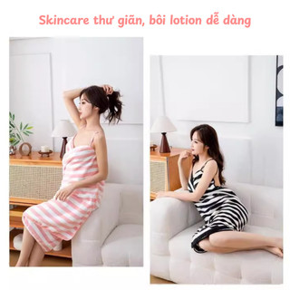 Khăn Váy Tắm 2 Dây Nữ Mềm Mại Chống Tuột, Khăn Choàng Tắm Thấm Hút Tốt Nhanh Khô Tiện Lợi