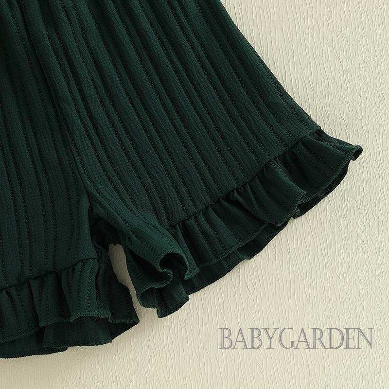 / / -6M-4Y Bé Gái Mùa Hè Bộ Màu Sắc Tương Phản Họa Tiết Hoa Cổ Tròn Áo Không Tay Và Quần Short Xù