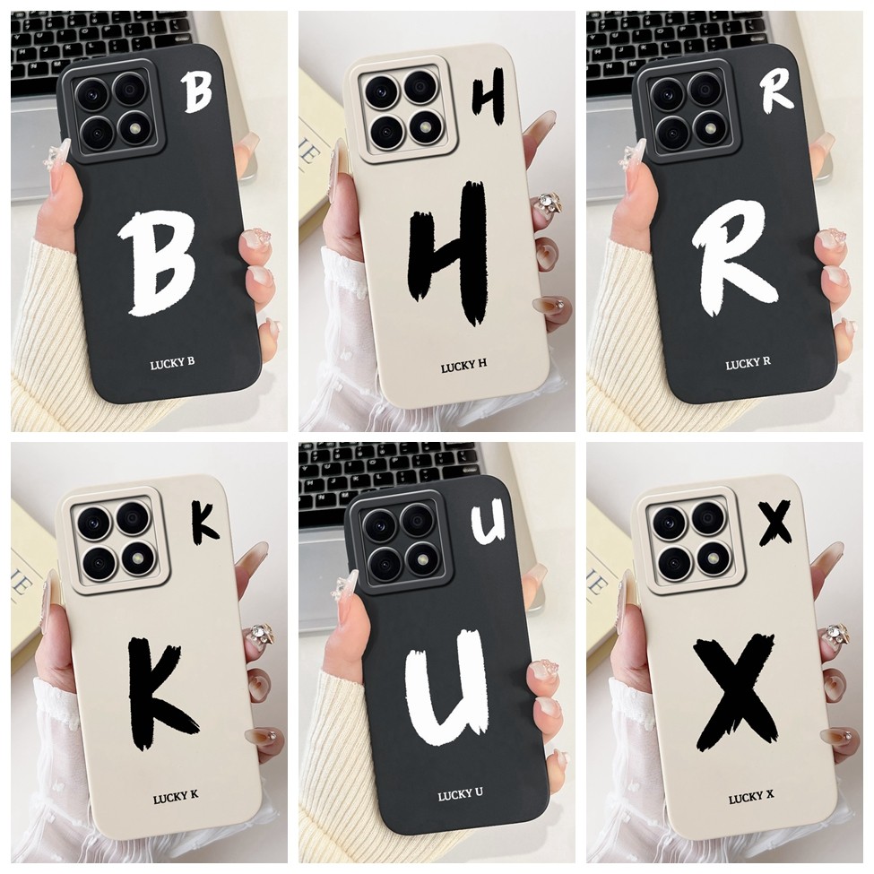 Honor X8A CRT-LX1 CRT-LX2, CRT-LX3 Vỏ Điện Thoại Honor X8A Ốp Lưng Chữ Thời Trang Đơn Giản Thiết Kế Họa Tiết A-Z Ốp Lưng Chống Sốc Silicon