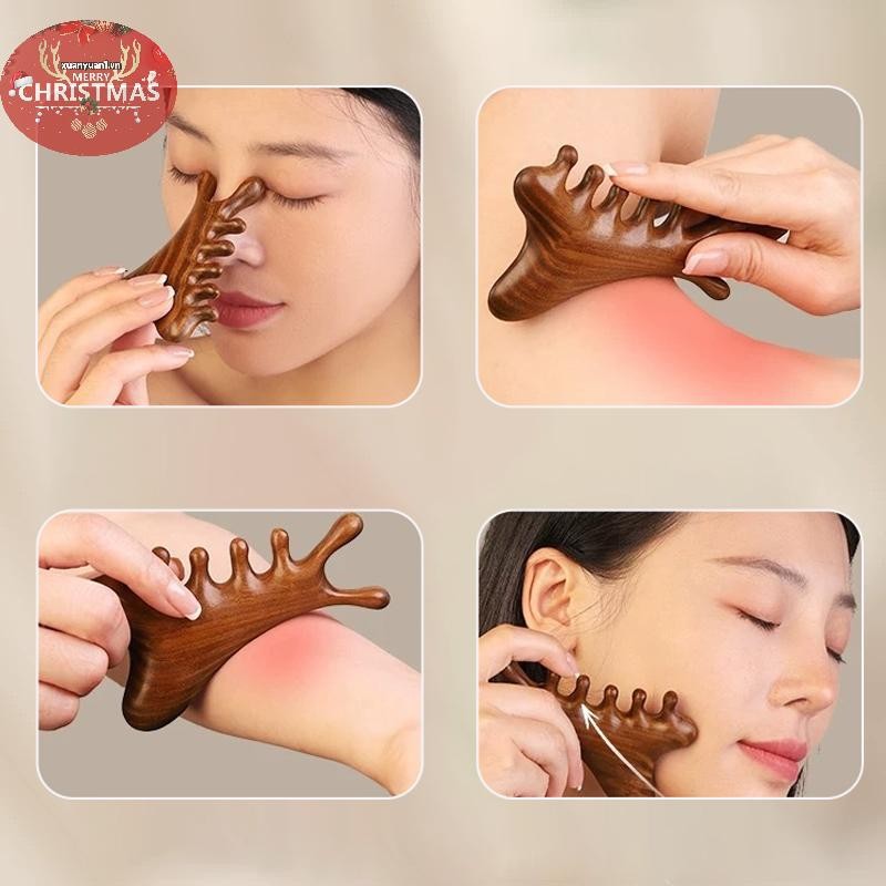 XUAN Đa Năng Kinh Tuyến Gỗ Massage Lược Sức Khỏe Gỗ Đàn Hương Răng Rộng Lớn Guasha Điểm Lược VN