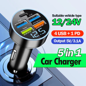Bộ sạc điện thoại nhanh 5 cổng 250W, Bộ sạc xe hơi USB 3.1A Bộ chuyển đổi điện thoại USB sạc nhanh, cho iP