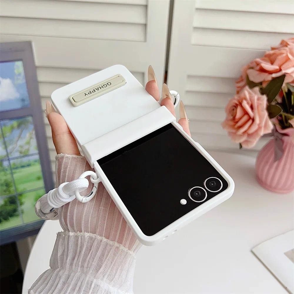 Dây đeo cổ tay Bản lề Giá đỡ bảo vệ Gradient Màu kẹo Vỏ điện thoại cho Samsung Galaxy Z Flip7 Flip6 Flip5 Flip 7 6 5 4 3