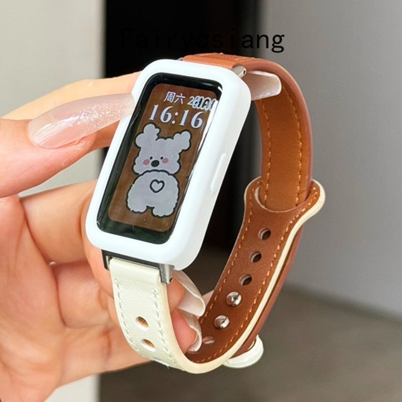 Dây Đeo Da Cho Huawei Band Fit 4 Pro 3 2 Vòng Tay Thay Thế Cho Huawei Band 11Pro 10 9 8 6 7 Dây Đồng Hồ Chó