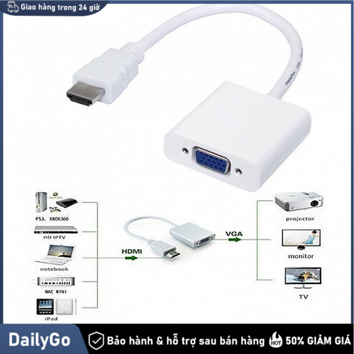 Cáp HDMI to VGA – Chuyển Tín Hiệu Hình Ảnh Từ Laptop, PC Sang Màn Hình VGA