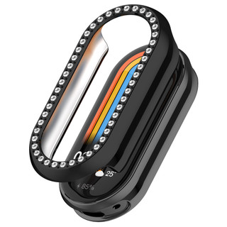 Ốp Lưng Cứng Cho Xiaomi Smart Band 10 Ốp Lưng Có Kim Cương Pha Lê Kính Cường Lực Bảo Vệ Màn Hình Bảo Vệ Toàn Diện Cho Miband 10 9 8 NFC Gốm Sứ