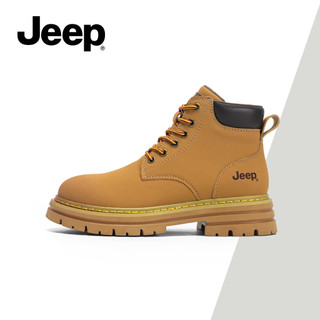 Giày bốt công sở màu vàng mới của JEEP - Mid-Cut, Đế dày, Phong cách Martin, Hàng hóa ngoài trời, Thu đông, Giày bốt ngắn hợp thời trang, Chống nước, Chắc chắn