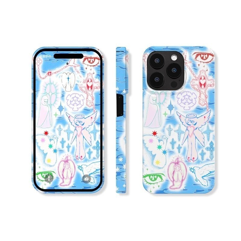Ốp Điện Thoại Y2k Angel Cross QYJS Thích Hợp Cho IPhone X XS XR XSMAX 11 12 PRO 13 14 15 16 ProMax 16 15 14 PLUS Ốp Lưng Cứng Phim Niche ZSV8