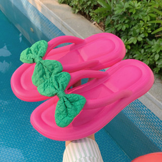 Xixitiao Đáy Mềm Đi Biển Hàn Quốc Nơ Dễ Thương Thời Trang Flip-Flops Nữ