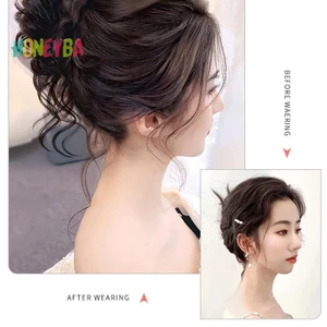 < Honeyba > Bánh xoăn tổng hợp Vuốt lộn xộn Chignon Kẹp tóc đàn hồi Scrunchies Bộ tóc Donut Updo Miếng tóc dành cho nữ